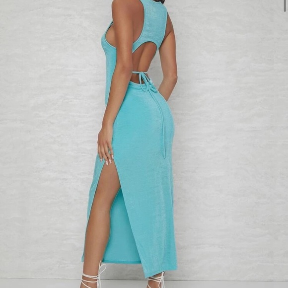 Baby Blue Open back dress - Picture 1 of 4